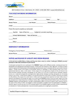 Teacher/Chaperone Application